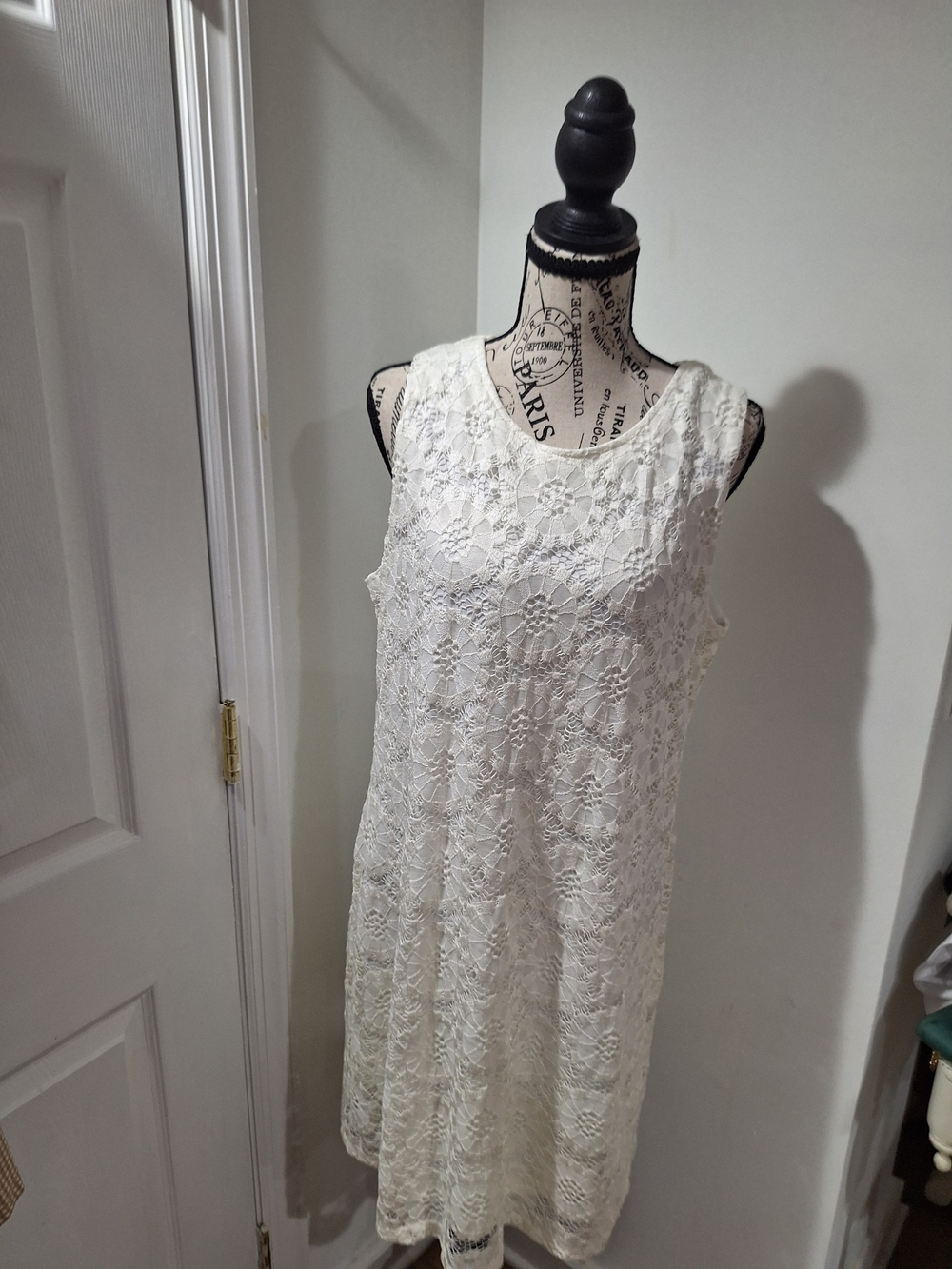 Ronni Nicole White Crochet Shift Dress